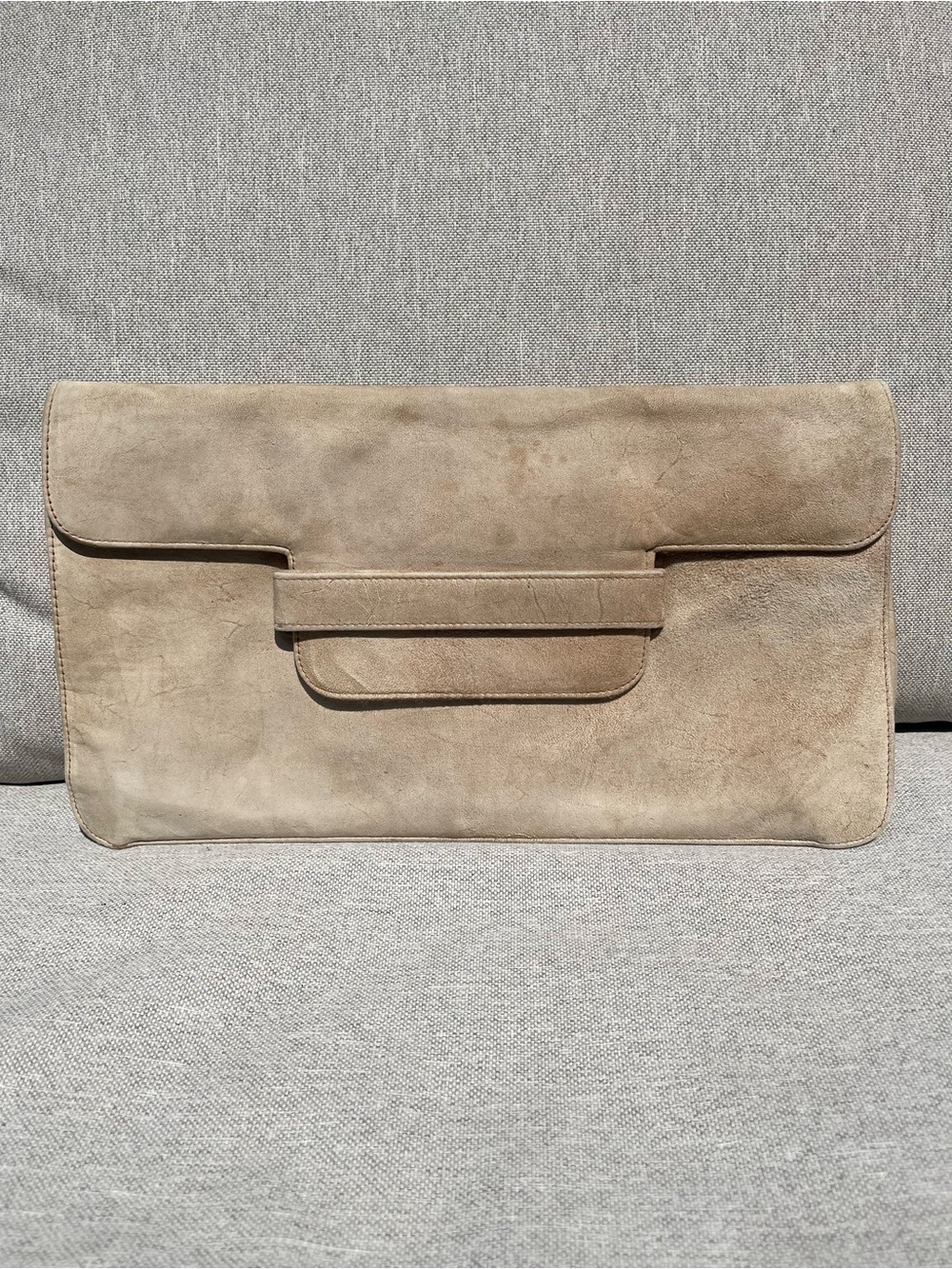Vintage Minimal Suede Envelope Clutch in Tan